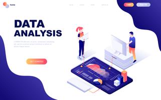 Conceito isométrica de design plano moderno de auditoria, análise de dados vetor