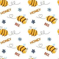 vetor padronizar com abelhas, flores e palavras mel, abelha