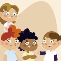 retrato de desenhos animados de personagens de meninos e meninas, crianças vetor