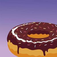 donut de chocolate doce com ícone de comida granulado vetor