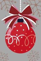 Feliz Natal, decoração de flocos de neve com arco de bola vermelha vetor