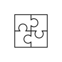 ícone de vetor de quebra-cabeça de quatro peças.