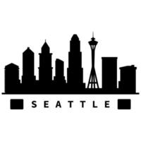 horizonte de Seattle ilustrado em fundo branco vetor