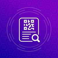 documento com qr código ícone, vetor