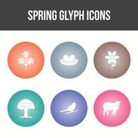 conjunto de ícones de vetor de glifo de primavera