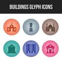 conjunto único de ícones de vetor de edifícios e pontos de referência