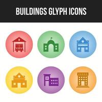 conjunto único de ícones de vetor de edifícios e pontos de referência