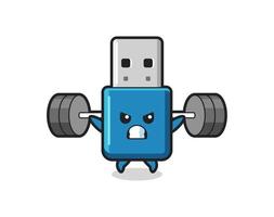 flash drive usb mascote cartoon com uma barra vetor