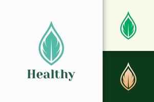 logotipo de beleza ou saúde em forma de folha feminina simples vetor