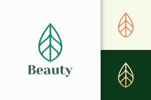 folha ou logotipo da planta em forma de linha simples representam beleza e saúde vetor