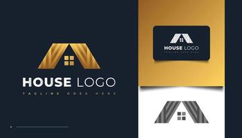 Design luxuoso do logotipo da casa dourada com estilo de papel vetor