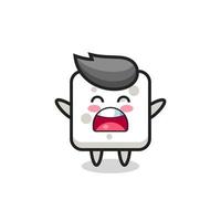 Mascote de cubo de açúcar fofo com uma expressão de bocejo vetor