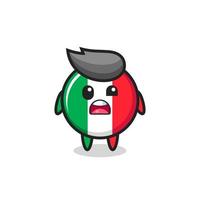 o rosto chocado do mascote da bandeira da Itália vetor