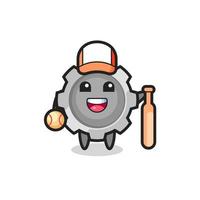 personagem de desenho animado de equipamento como um jogador de beisebol vetor