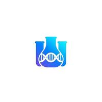 ícone da biotecnologia com tubos de ensaio e DNA vetor