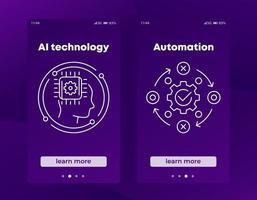 tecnologia ai e banners de automação para mídias sociais e web vetor