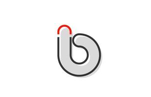 ícone de design de logotipo preto vermelho cinza letra b alfabeto para empresa vetor