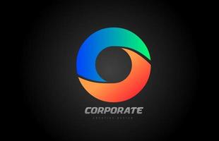 ícone de design de logotipo de letra o alfabeto laranja azul para a empresa vetor