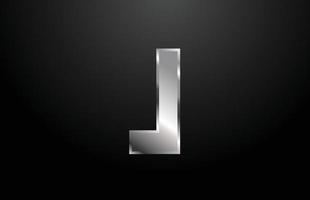 modelo de design do ícone do logotipo de metal prateado letra j do alfabeto vetor