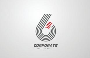 número 6 seis design do ícone do logotipo para o modelo da empresa ou negócios vetor