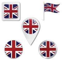 conjunto de ícones da bandeira nacional do Reino Unido vetor