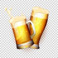ilustração em vetor de canecas de cerveja realistas. ilustração vetorial