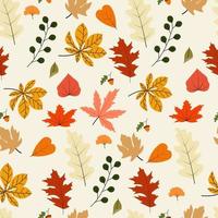 sorte folhas de outono padrão sem emenda vetor