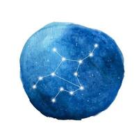 ícone da constelação de Virgem do signo do Zodíaco. ilustração em aquarela. vetor