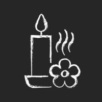 ícone de rótulo manual de giz de vela perfumada branco em fundo escuro vetor