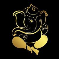ganesha deus do elefante com elementos de borda dourada vetor