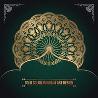 Design de arte de mandala de padrão islâmico de luxo de cor dourada vetor