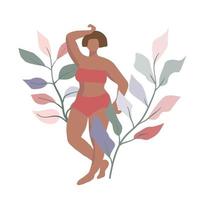 figura feminina curvilínea. ilustração de design plano mínimo simples vetor