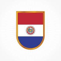 vetor de bandeira do paraguai com moldura de escudo