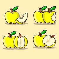 maçã amarela definir ilustração vetorial pacote isolado. maçãs amarelas vetor