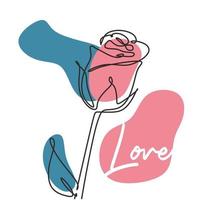 design de cartaz minimalismo com rosa um símbolo de desenho de linha do amor. vetor