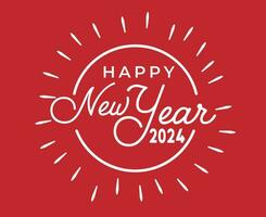 feliz Novo ano 2024 feriado abstrato branco Projeto vetor logotipo símbolo ilustração com vermelho fundo