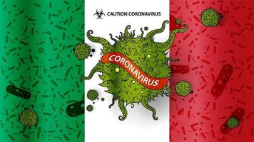 flag italy .sign coronavirus. ilustração vetorial. vetor