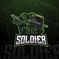 vetor de design de logotipo de mascote de soldado