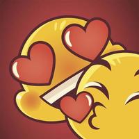 rosto de emoji expressão engraçado beijo amor romântico vetor