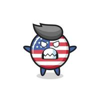 expressão colérica do personagem mascote do emblema da bandeira dos estados unidos vetor