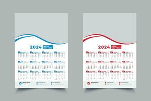 2024 parede calendário Projeto. impressão pronto 1 página moderno modelo Projeto para 2024 vetor