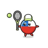personagem de desenho animado do emblema da bandeira do Chile como jogador de tênis vetor