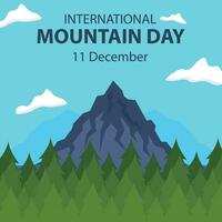 ilustração vetor gráfico do montanha dentro a meio do uma pinho floresta, perfeito para internacional dia, internacional montanha dia, comemoro, cumprimento cartão, etc.