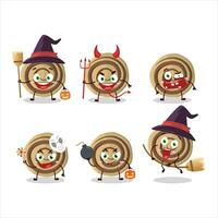 dia das Bruxas expressão emoticons com desenho animado personagem do biscoitos espiral vetor