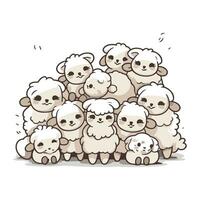 ovelha família. mão desenhado vetor ilustração do uma grupo do ovelha
