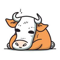 fofa desenho animado vaca. isolado em branco fundo. vetor ilustração.