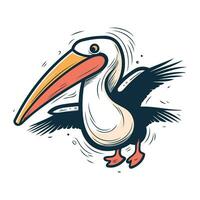 pelicano cabeça isolado em branco fundo. mão desenhado vetor ilustração.