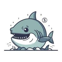 fofa desenho animado Tubarão. vetor ilustração do uma fofa desenho animado Tubarão.