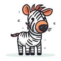 zebra. fofa desenho animado personagem. colorida vetor ilustração.