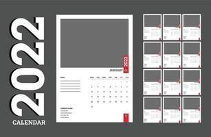 novo modelo de design de calendário 2022 limpo e minimalista de estilo empresarial,